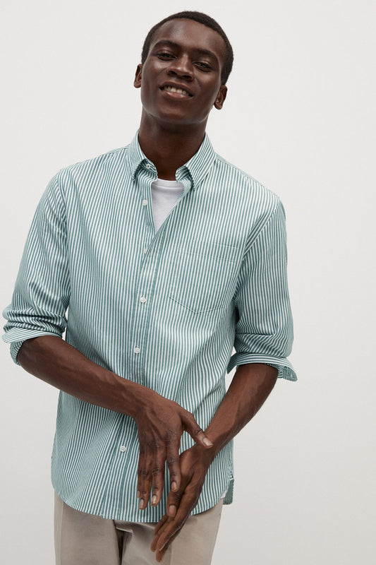 Slim Fit Striped Cotton Shirt