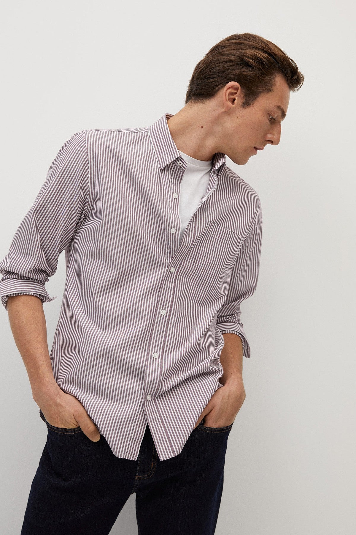 Slim Fit Striped Cotton Shirt