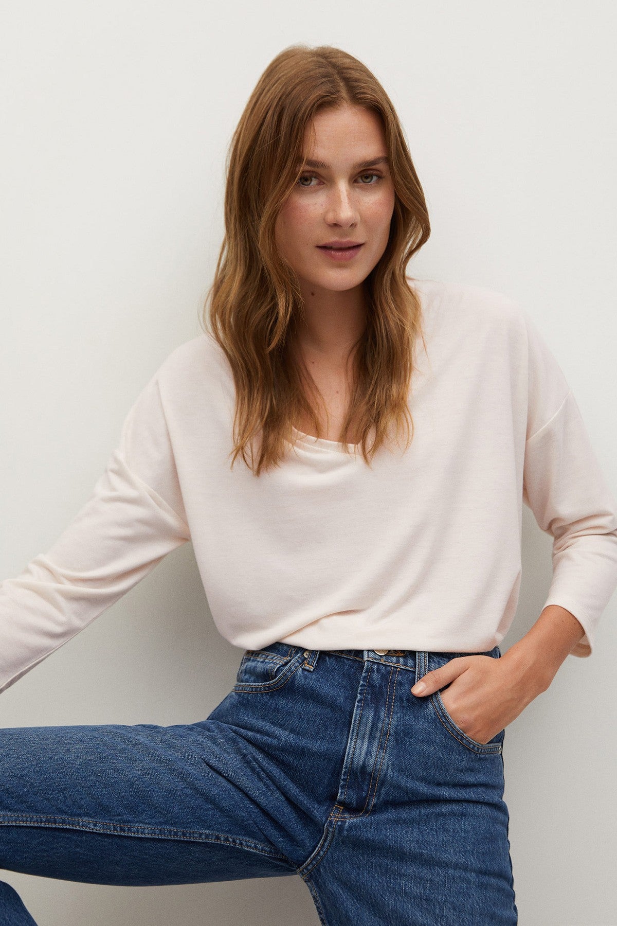 Long-Sleeved Flecked T-Shirt