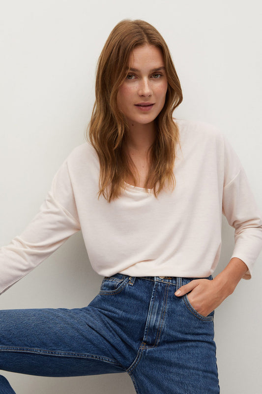 Long-Sleeved Flecked T-Shirt