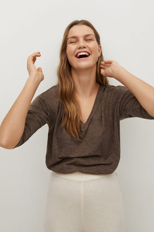 Long-Sleeved Flecked T-Shirt