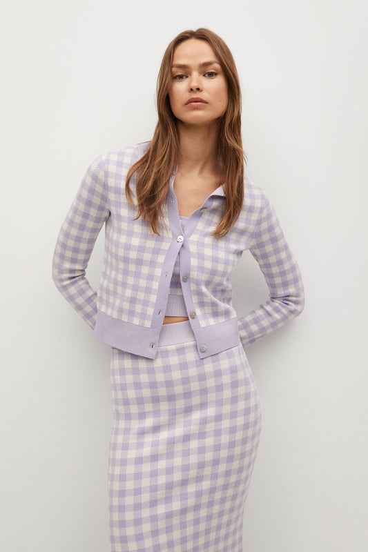 Check Knitted Cardigan