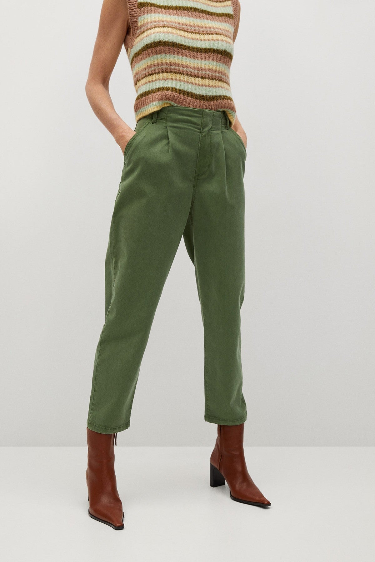 Cotton Pleated Trousers