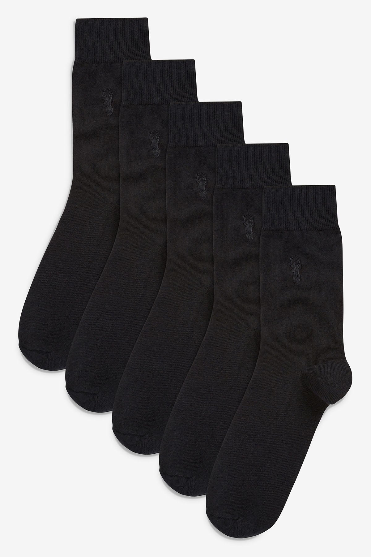 Stag Embroidered Socks Five Pack
