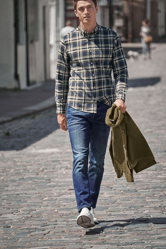 Brushed Flannel Check Long Sleeve Shirt