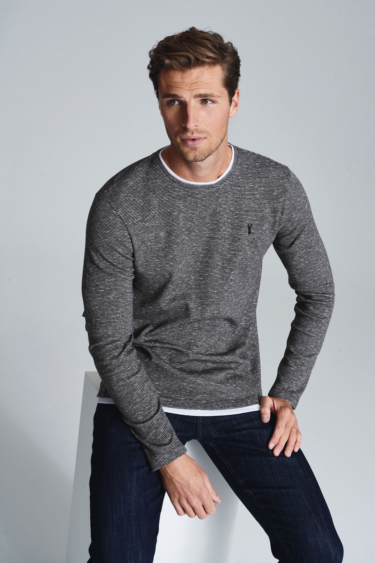 Long Sleeve Mock Layer Crew Neck Top