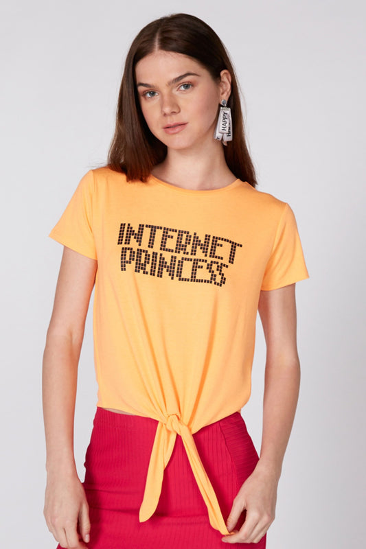 Printed T-Shirt with Round Neck and Short Sleeves