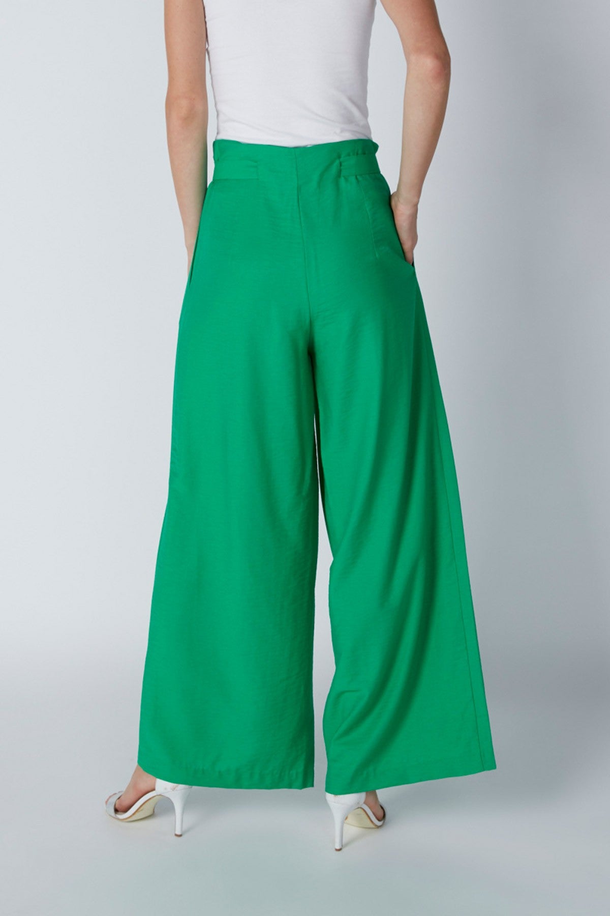 Pocket Detail Palazzo Pants with Tie Up Belt
