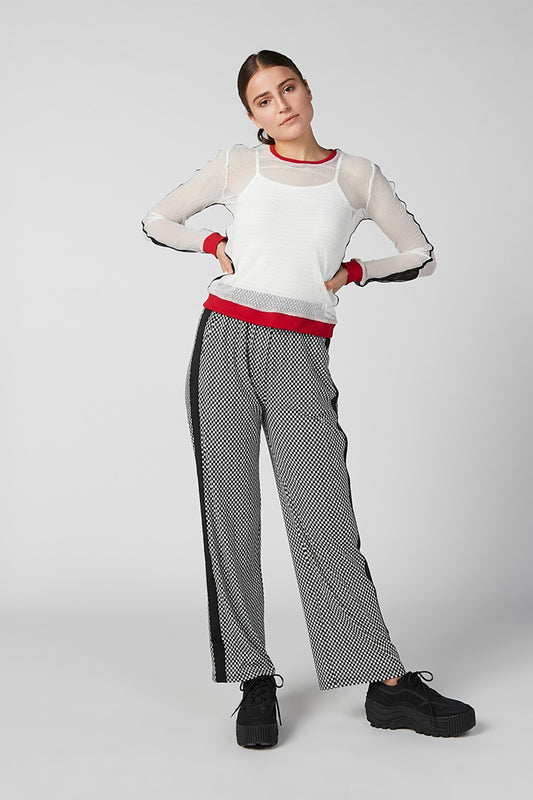 Full Length Chequered Pants with Tape and Pocket Detail