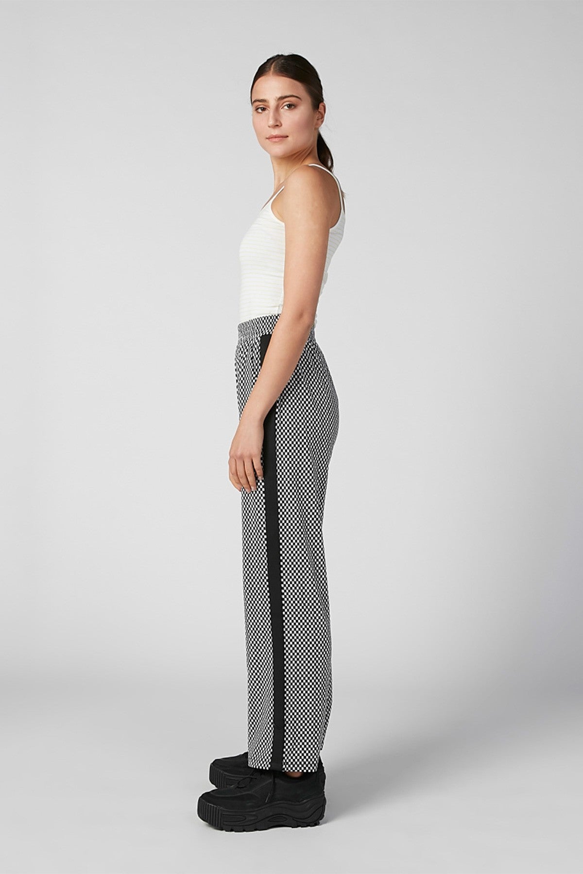 Full Length Chequered Pants with Tape and Pocket Detail