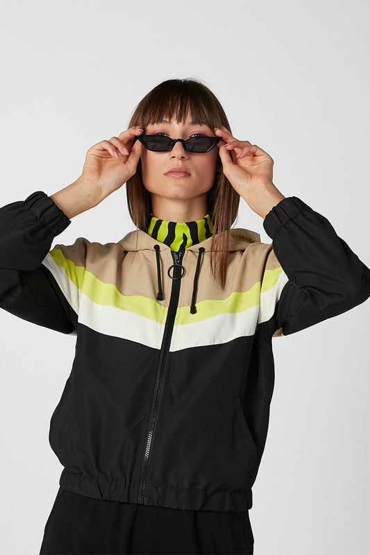 Striped BomberJacket with Long Sleeves and Hood