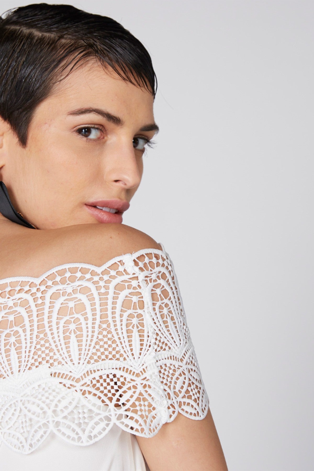 Off Shoulder Top with Lace Detail