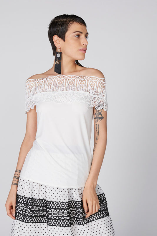 Off Shoulder Top with Lace Detail