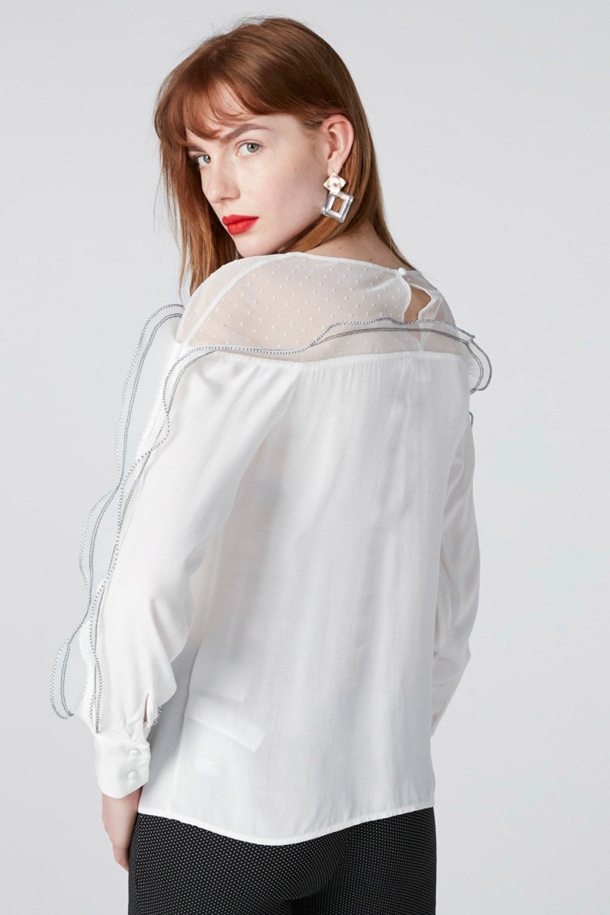 Frill Detail Top with Long Sleeves
