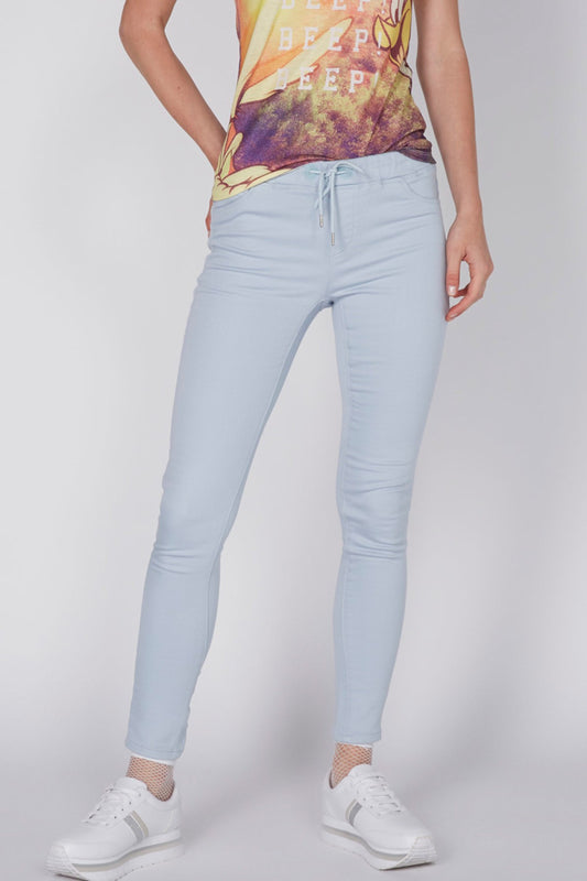 Full Length Jeggings with Drawstring and Pocket Detail