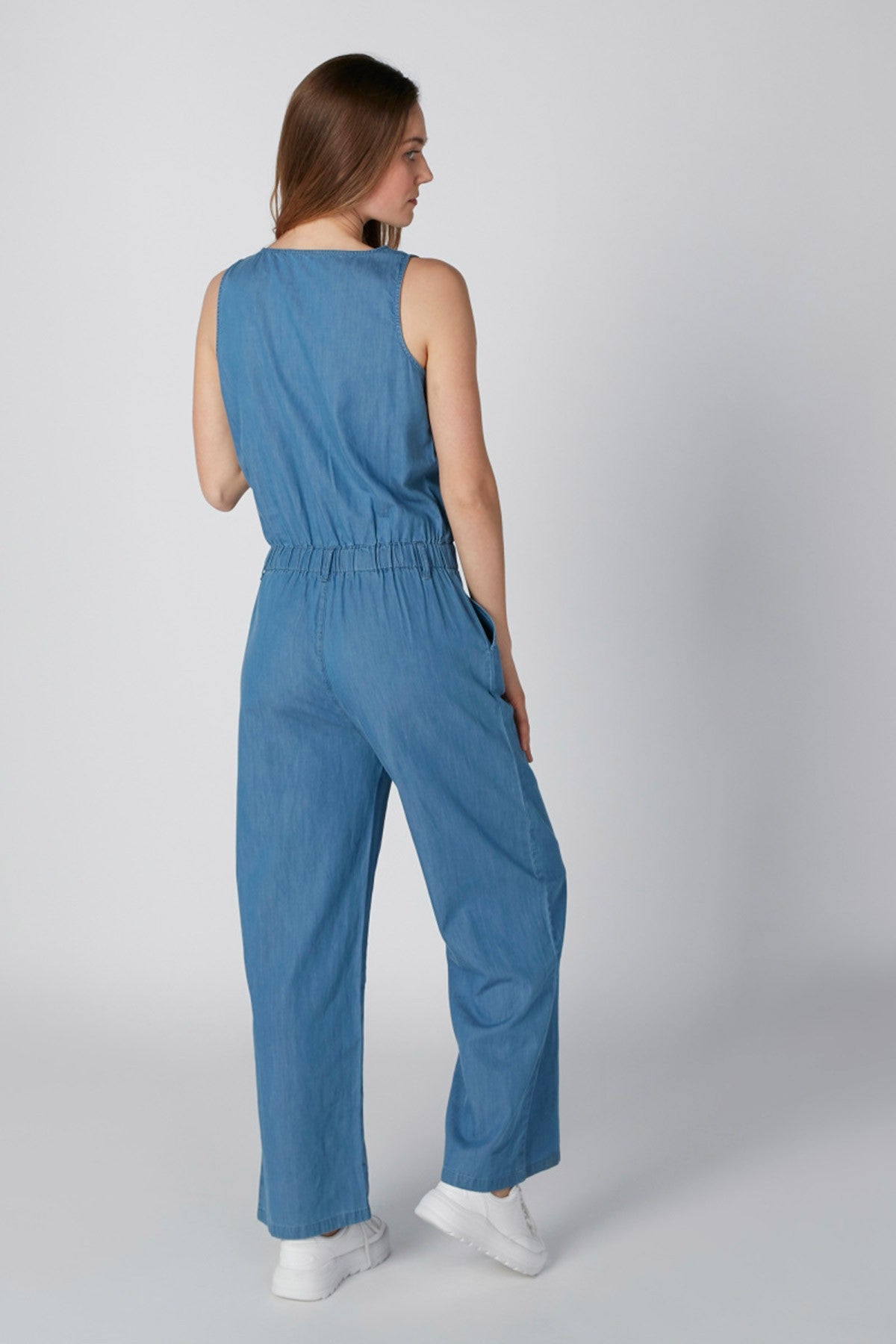 Full Length Plain Jumpsuit with Pocket Detail