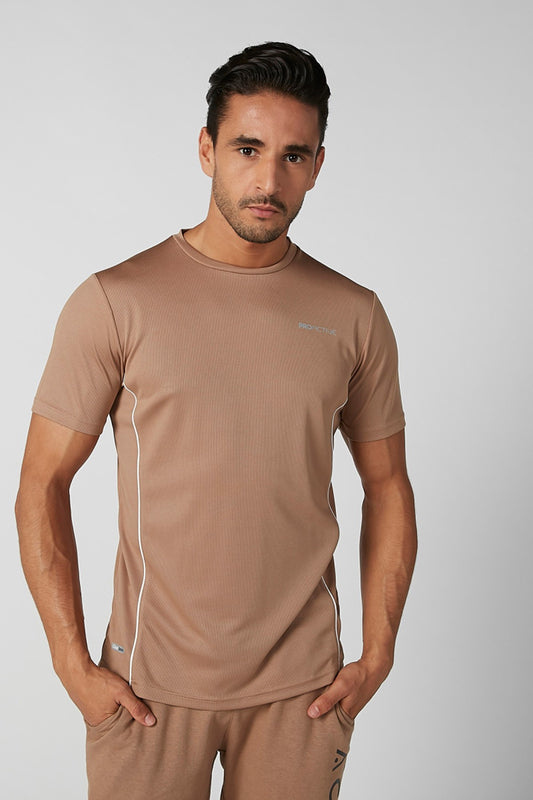 Textured T-shirt with Crew Neck and Short Sleeves