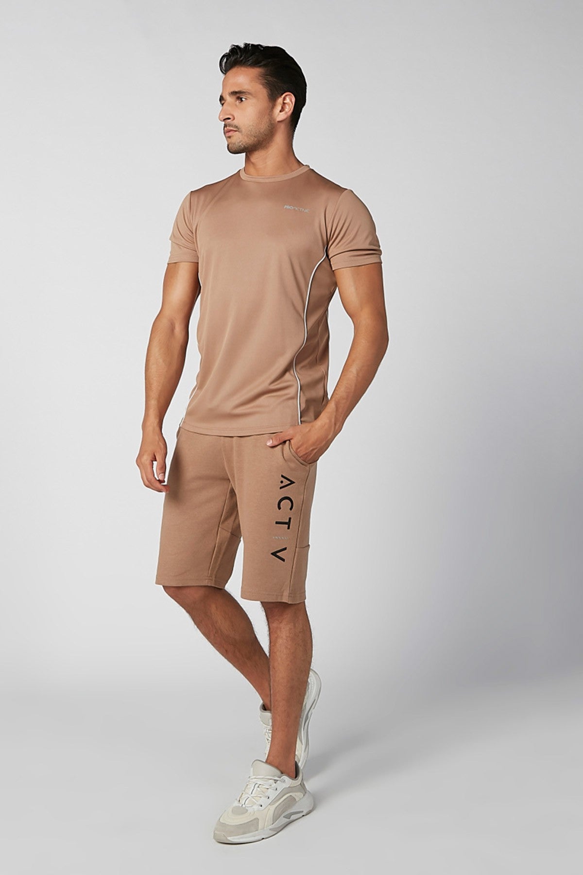 Textured T-shirt with Crew Neck and Short Sleeves