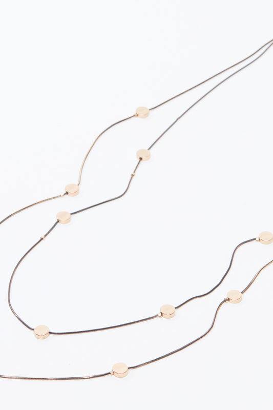 Metallic Layered Necklace with Lobster Clasp