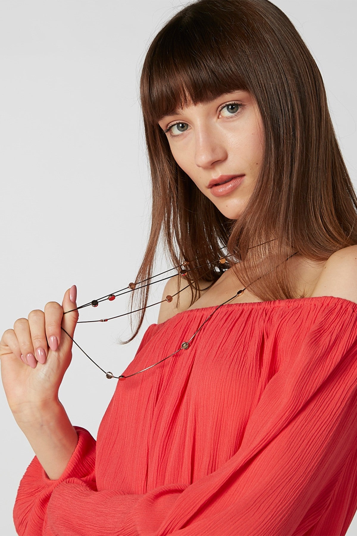 Metallic Layered Necklace with Lobster Clasp