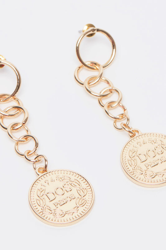 Metallic Dangling Earrings with Pushback Closure