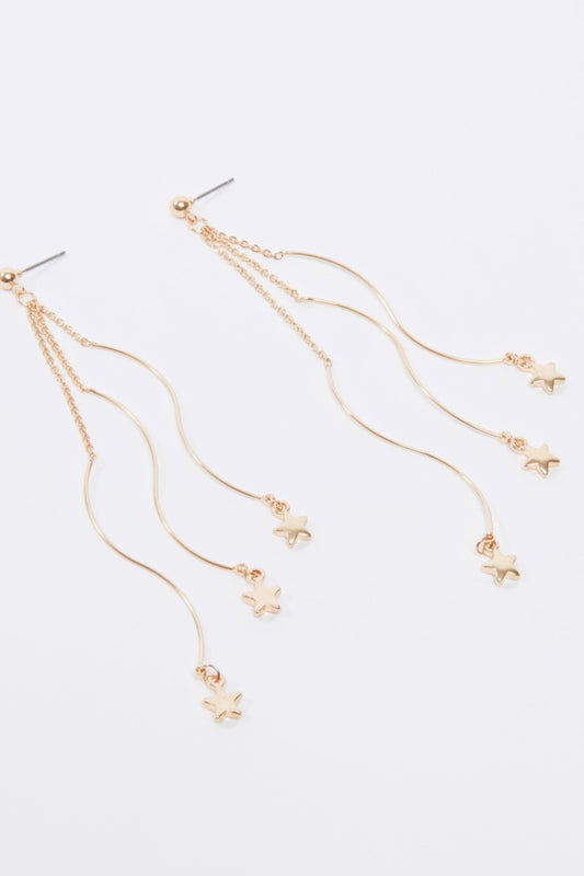 Star Applique Dangling Earrings with Pushback Closurea