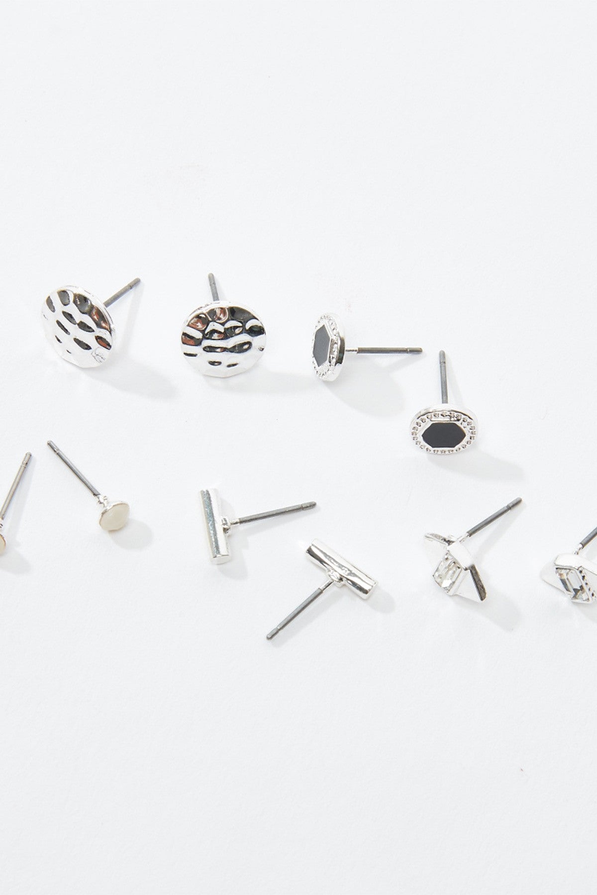 Assorted Stud Earrings with Pushback Closure - Set of 5