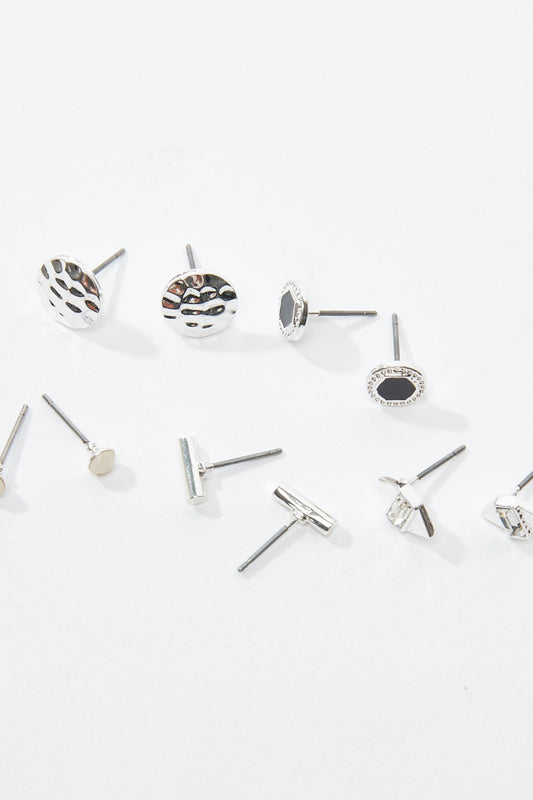 Assorted Stud Earrings with Pushback Closure - Set of 5