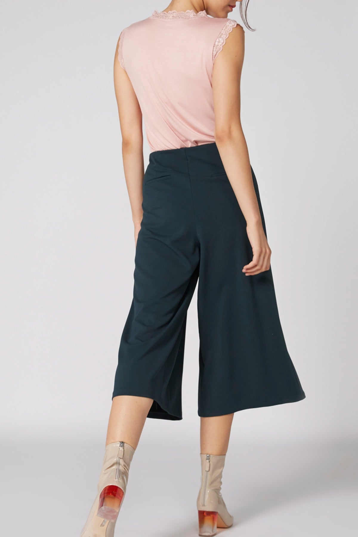 Pleated Culottes with Elasticised Waistband and Pocket Detail