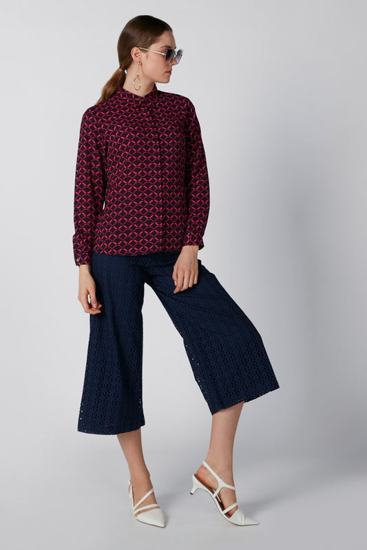 Textured Culottes with Belt Loops and Pocket Detail