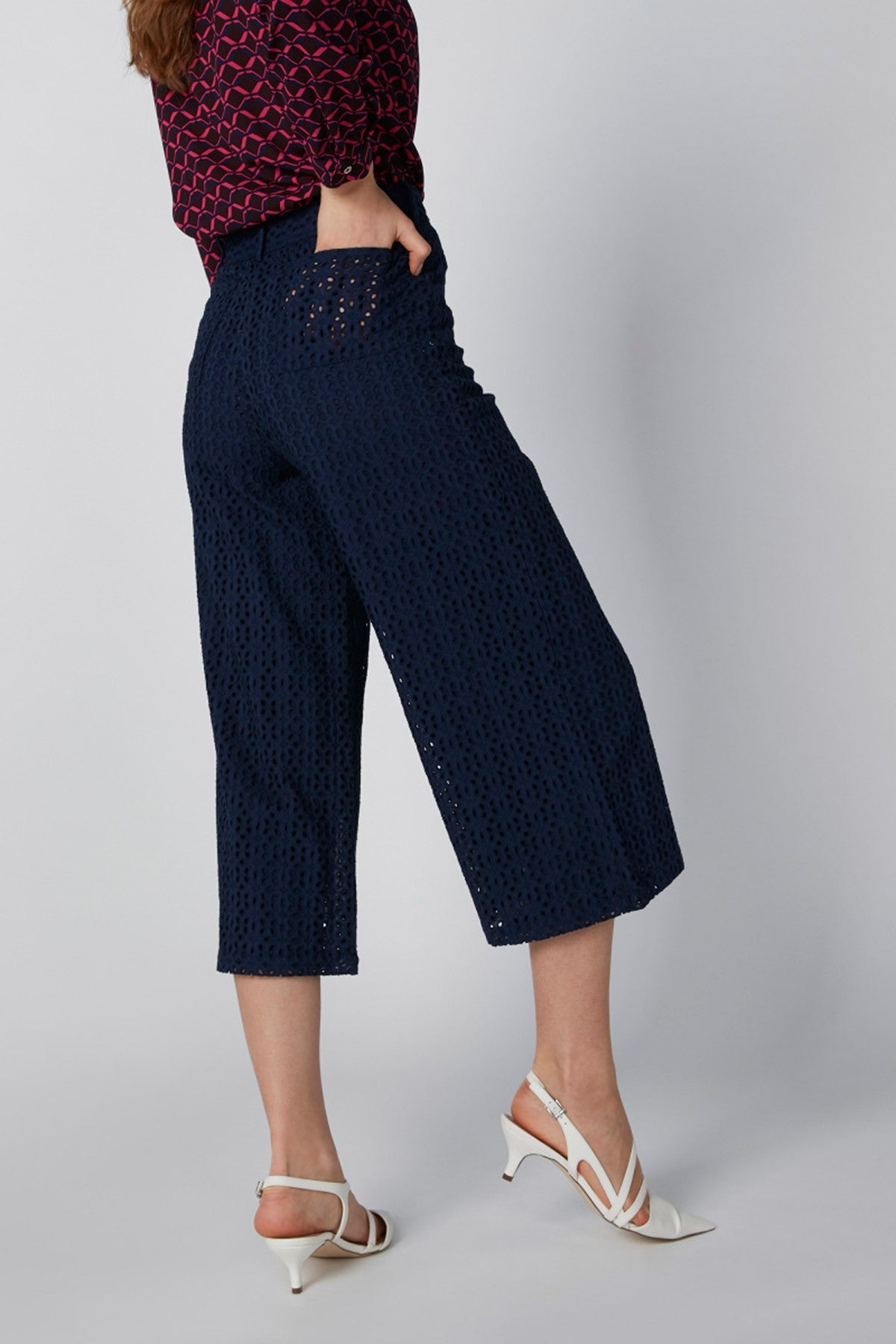 Textured Culottes with Belt Loops and Pocket Detail