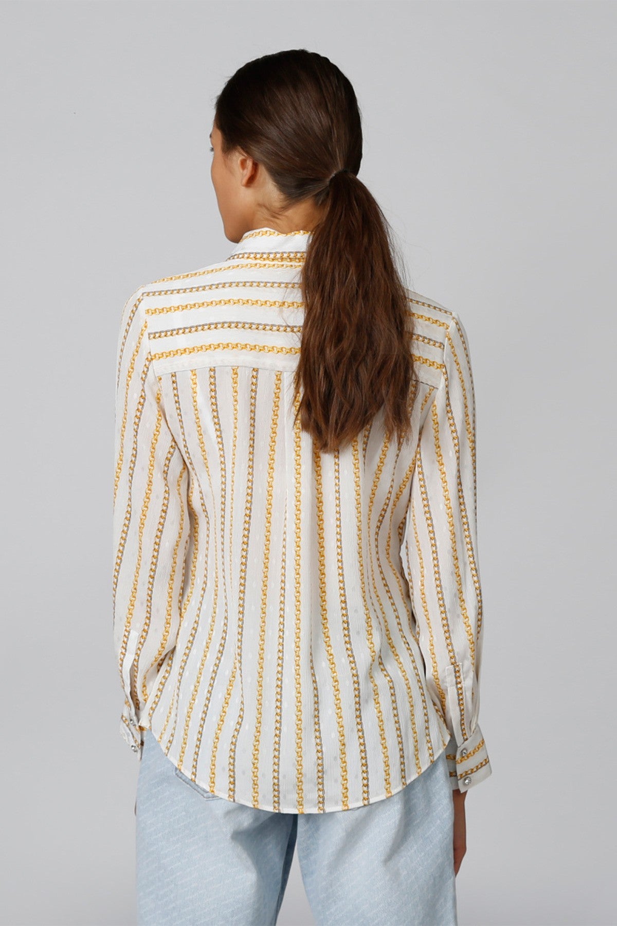 Slim Fit Printed Long Sleeves Shirt with Spread Collar