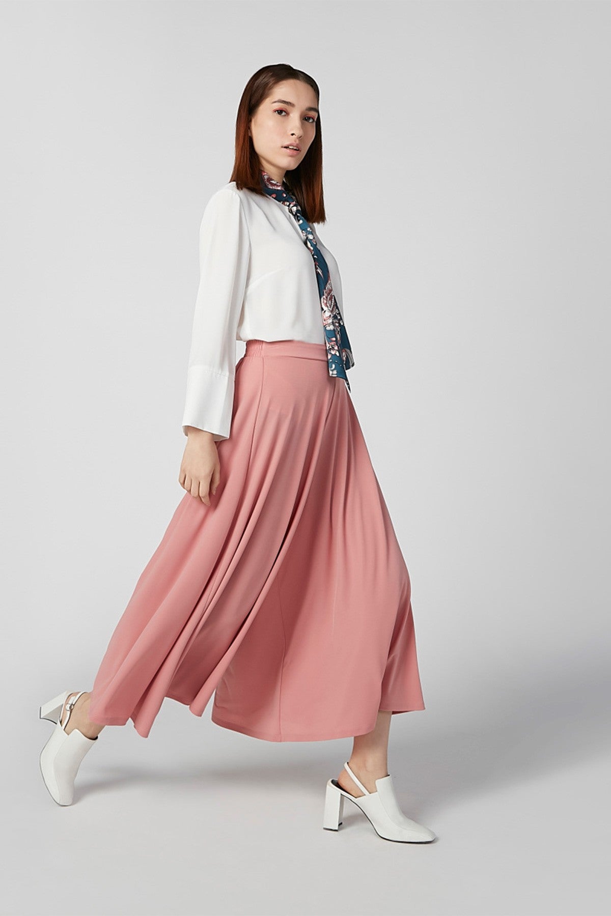 Plain Mid Waist Culottes with Elasticised Waistband