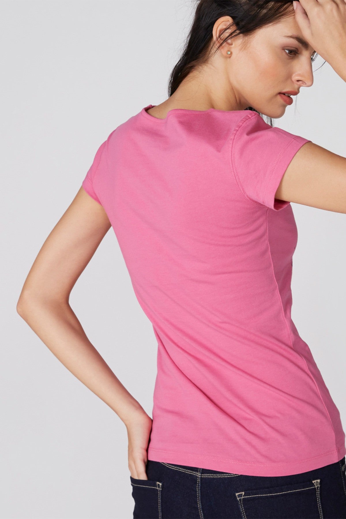 Printed T-Shirt with Round Neck and Cap Sleeves