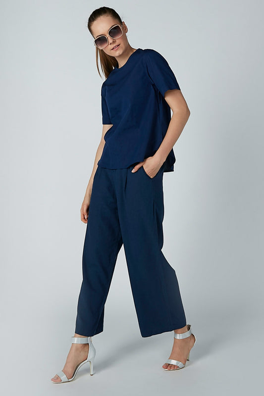 Printed Top with Round Neck and Short Sleeves