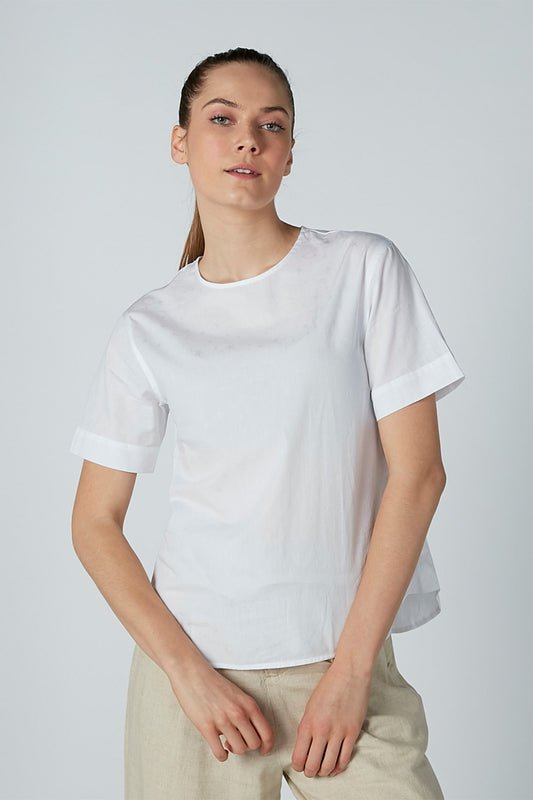 Solid Top with Round Neck and Short Sleeves