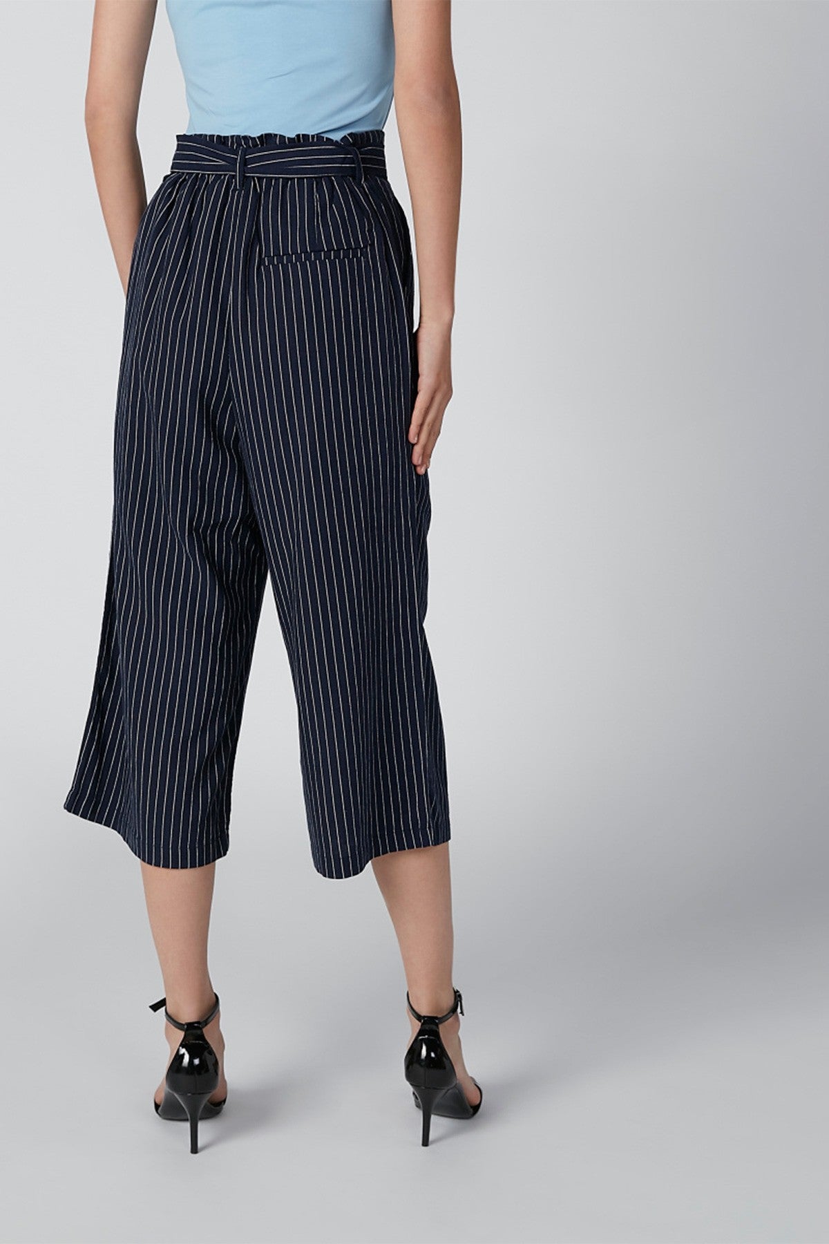 Wide Fit Striped Formal Culottes with Pocket Detail