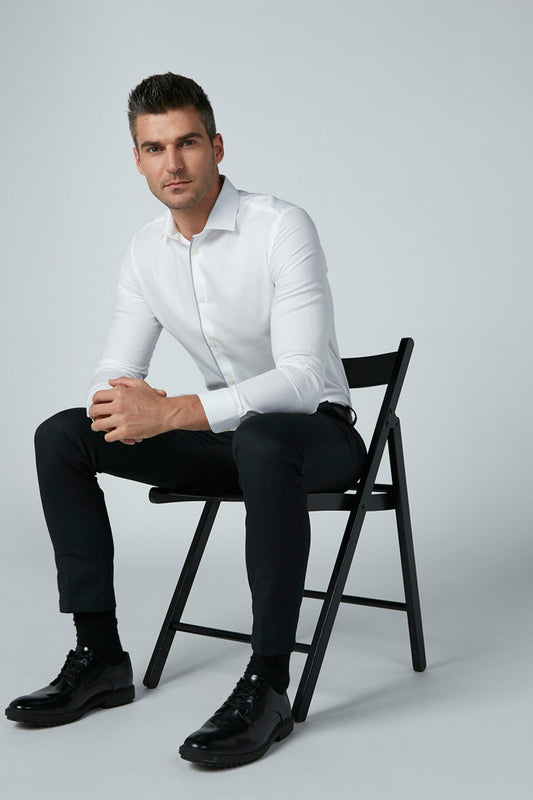 Solid Formal Shirt with Long Sleeves and Tipping Placket Detail