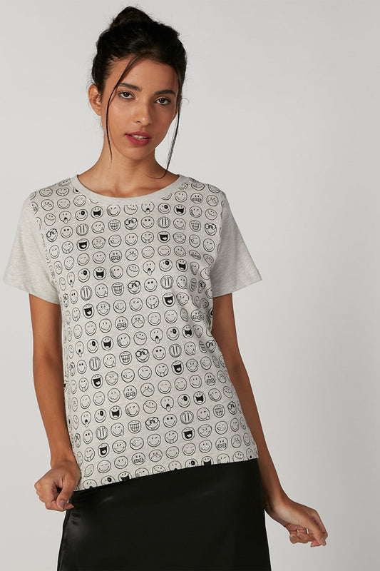 Printed T-shirt with Round Neck