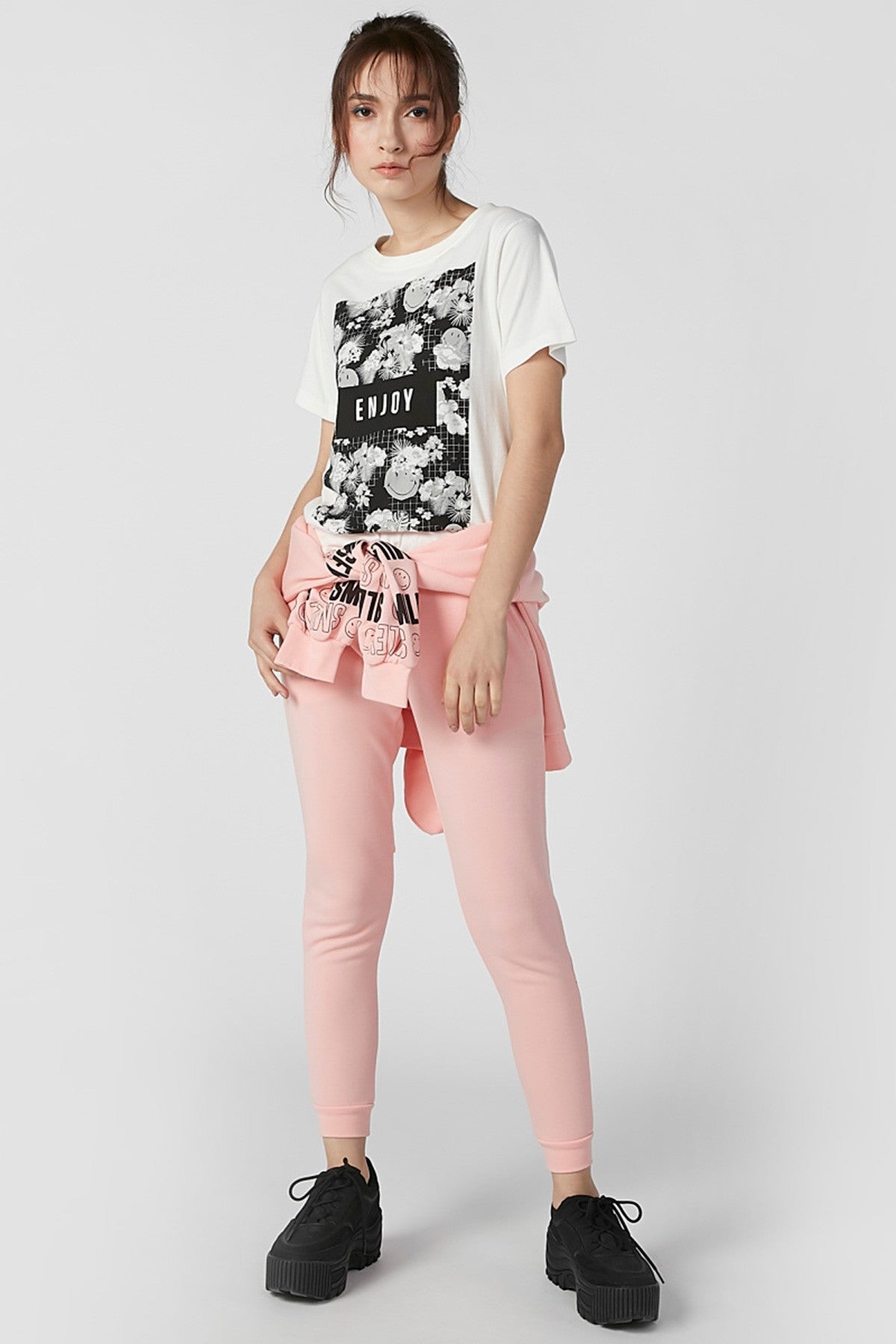 Printed T-shirt with Round Neck and Short Sleeves