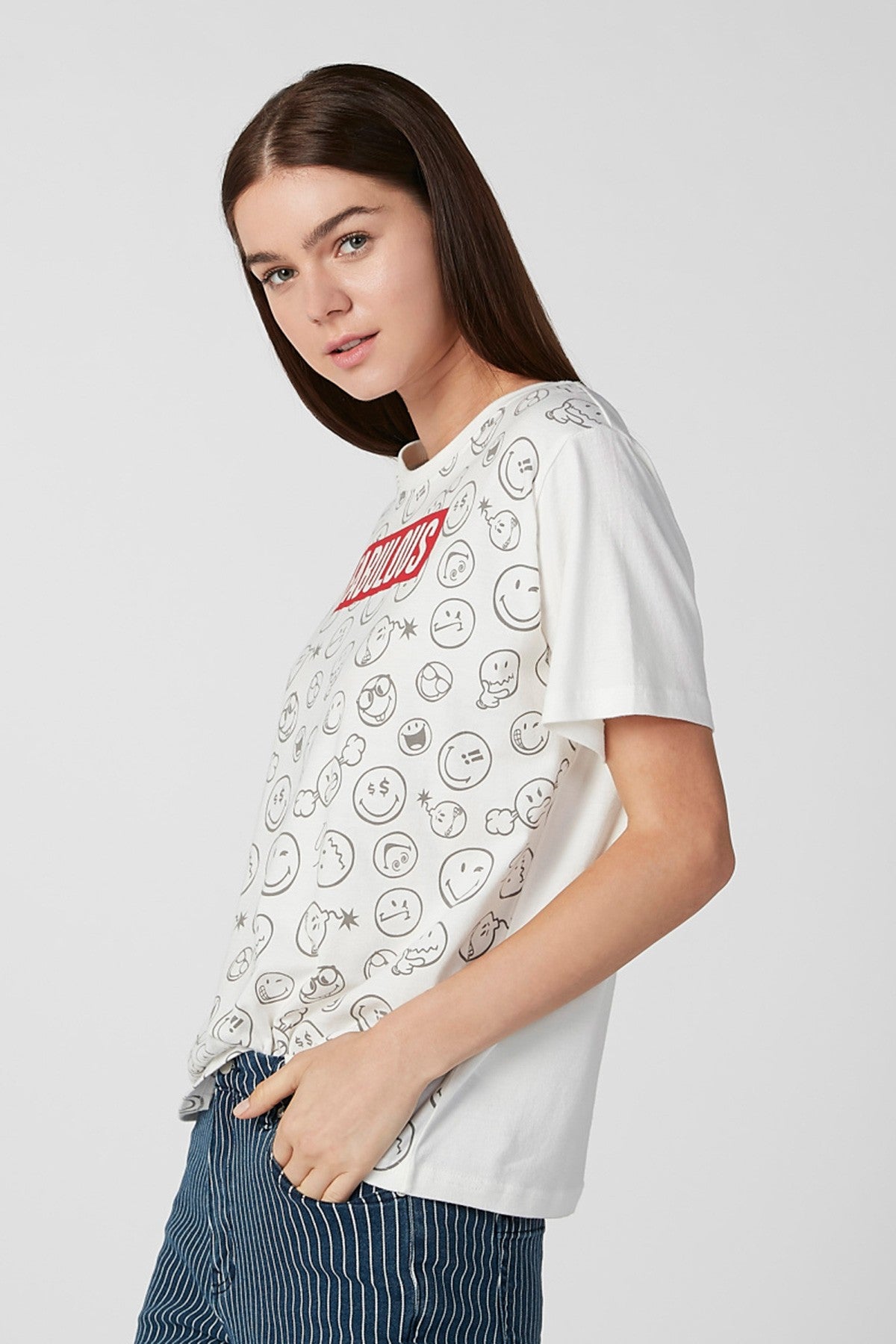 Printed T-shirt with Round Neck and Short Sleeves