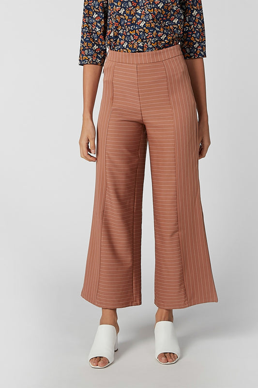 Striped Mid Waist Palazzo Pants with Elasticised Waistband