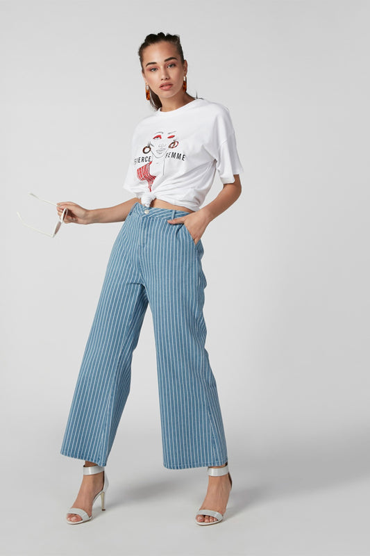 Printed T-shirt with Round Neck and Short Sleeves