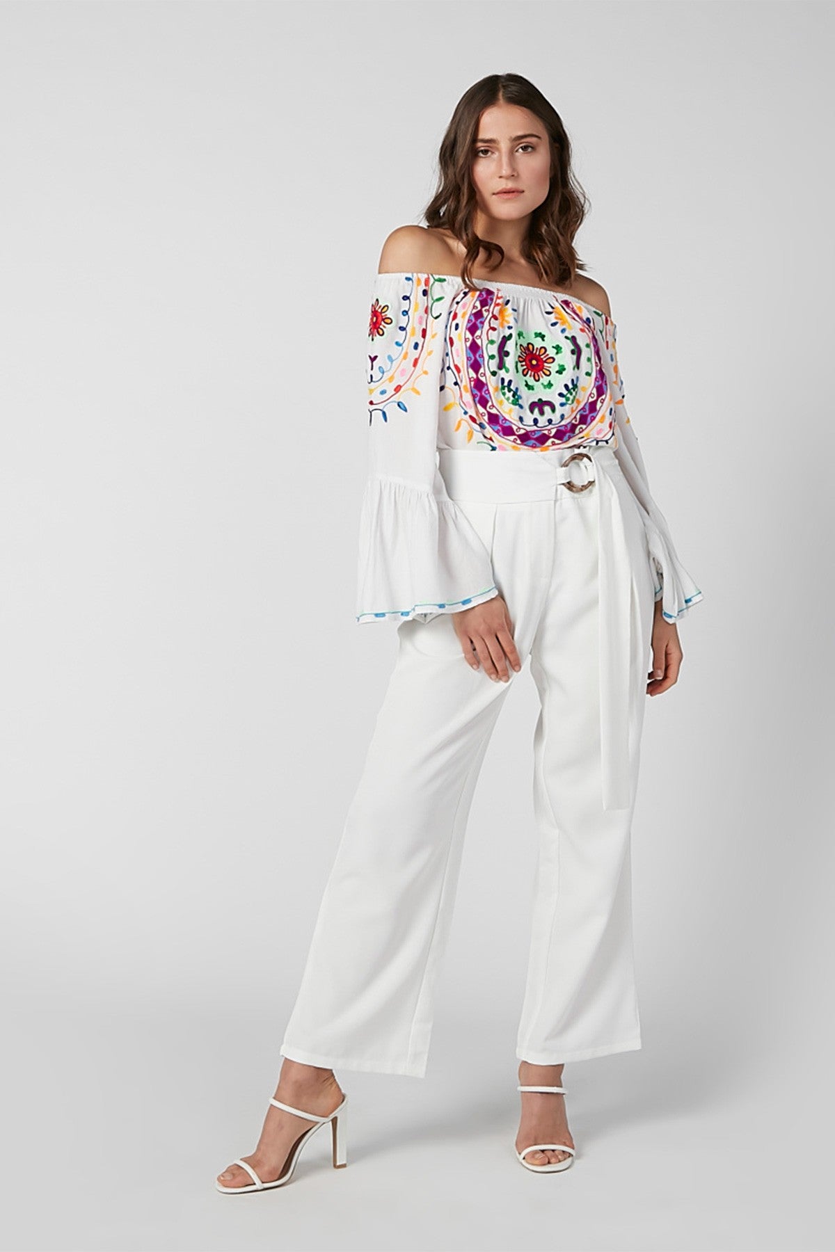 Full Length Plain Mid Waist Trousers with D-Ring Belt