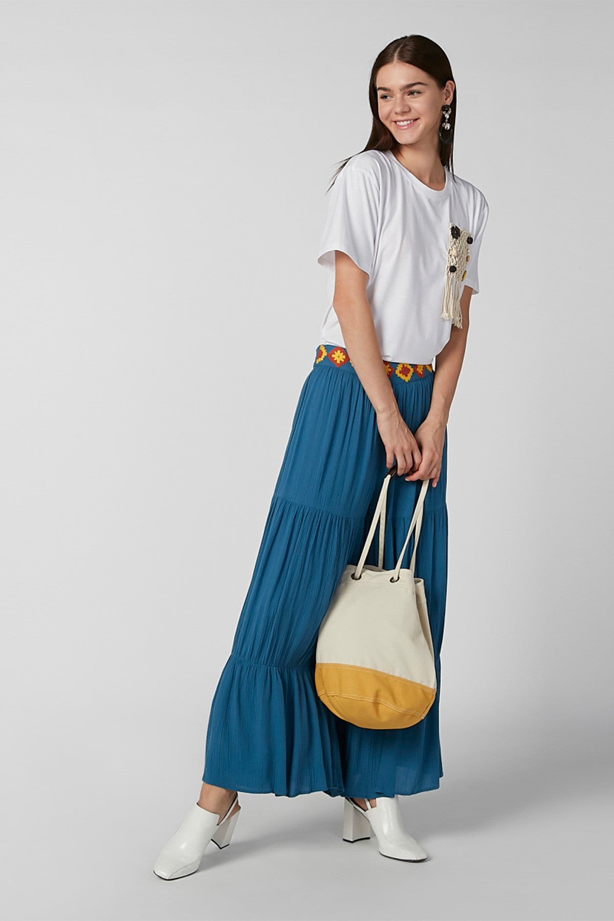 Textured T-shirt with Round Neck and Short Sleeves