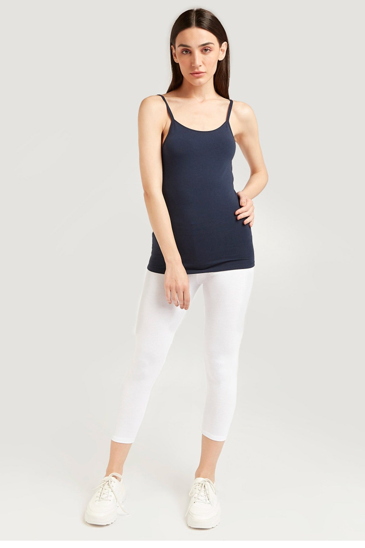 Solid Camisole with Scoop Neck and Spaghetti Straps