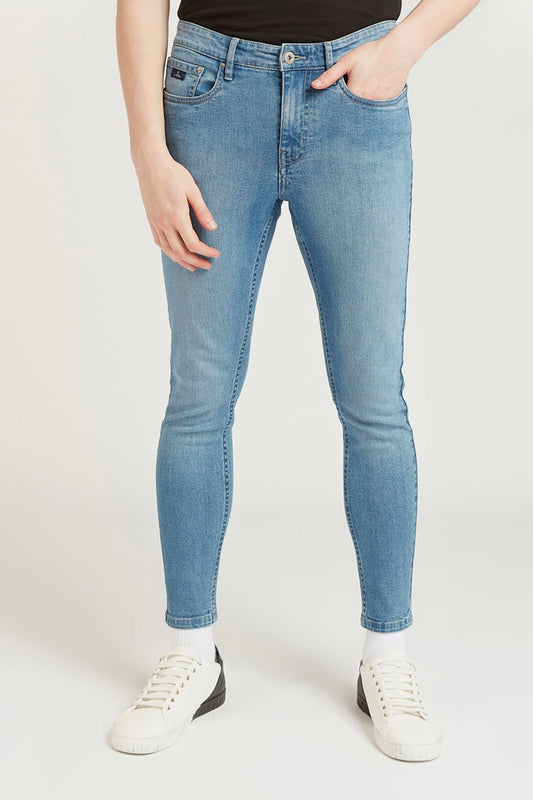 Full Length Jeans with Pocket Detail and Button Closure