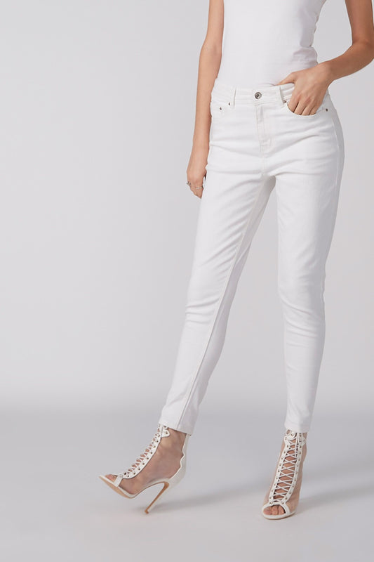 Pocket Detail Full Length Jeans in Skinny Fit with Button Closure