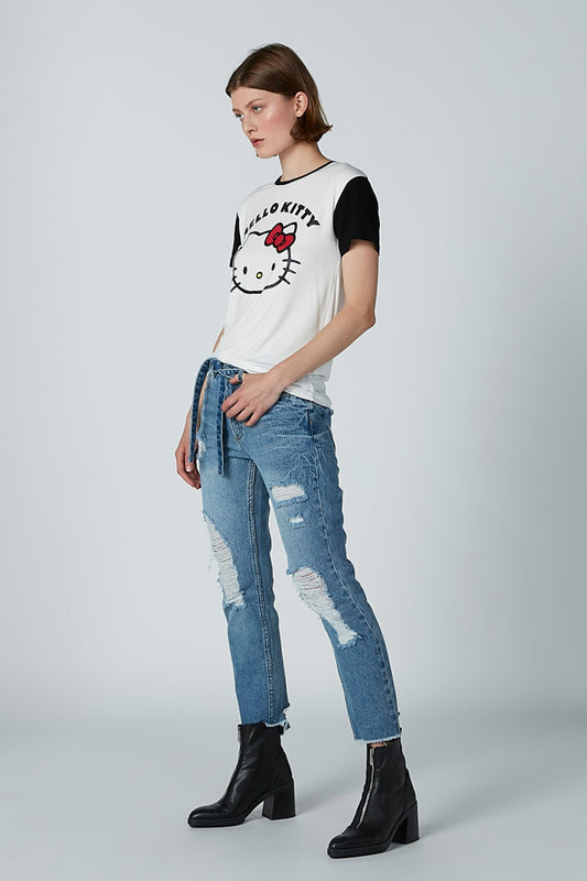 Printed T-shirt with Round Neck and Short Sleeves