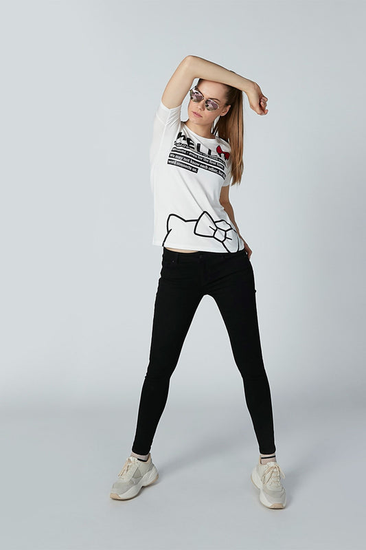 Printed T-shirt with Round Neck and Short Sleeves